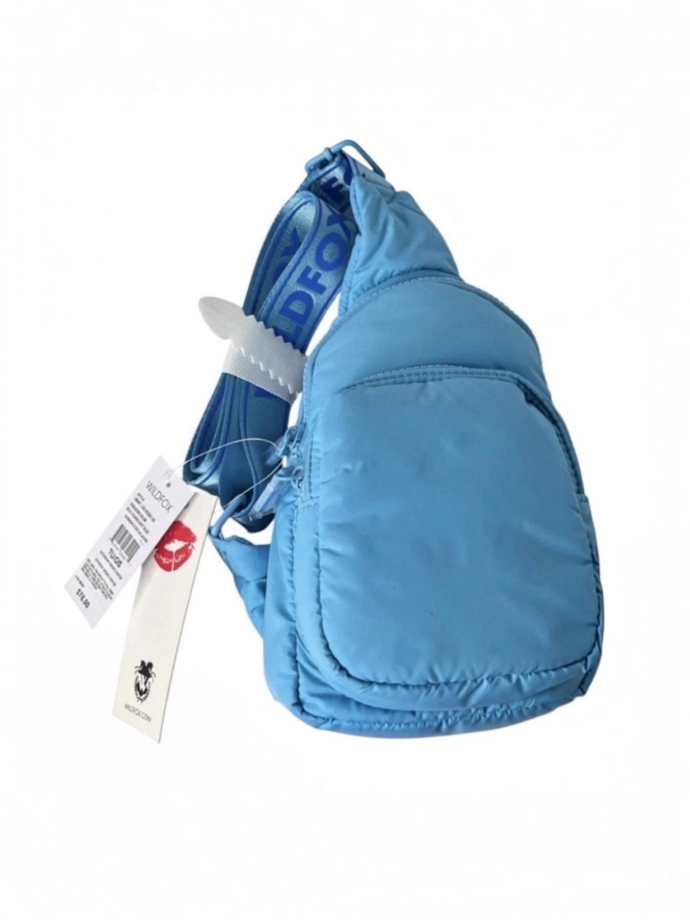 NEW WILDFOX Puffy Crossbody Zip Sling Belt Bag Handbag Travel Blue New W/Tags